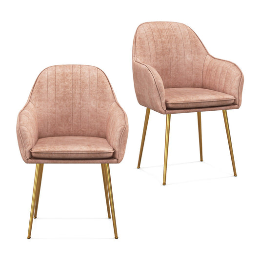 Accent Upholstered Arm Chair with Steel Gold Legs, Pink