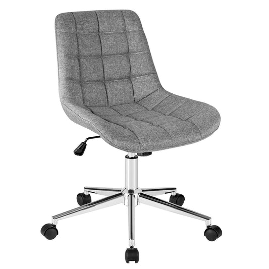 Fabric Adjustable Mid-Back Armless Office Swivel Chair, Gray at Gallery Canada