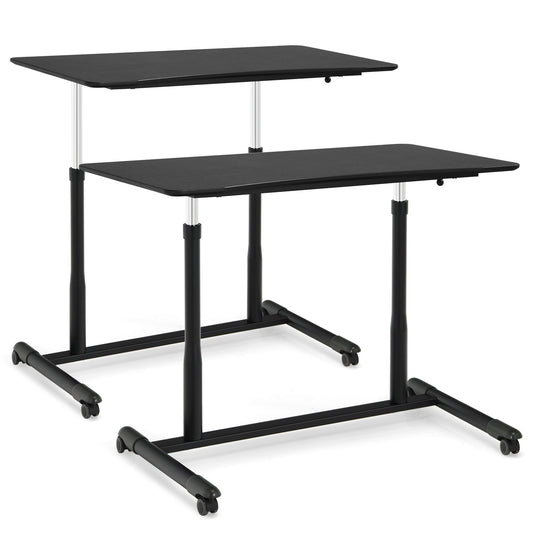 Height Adjustable Computer Desk Sit to Stand Rolling Notebook Table , Black