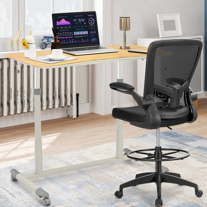 Height Adjustable Computer Desk Sit to Stand Rolling Notebook Table , Natural at Gallery Canada