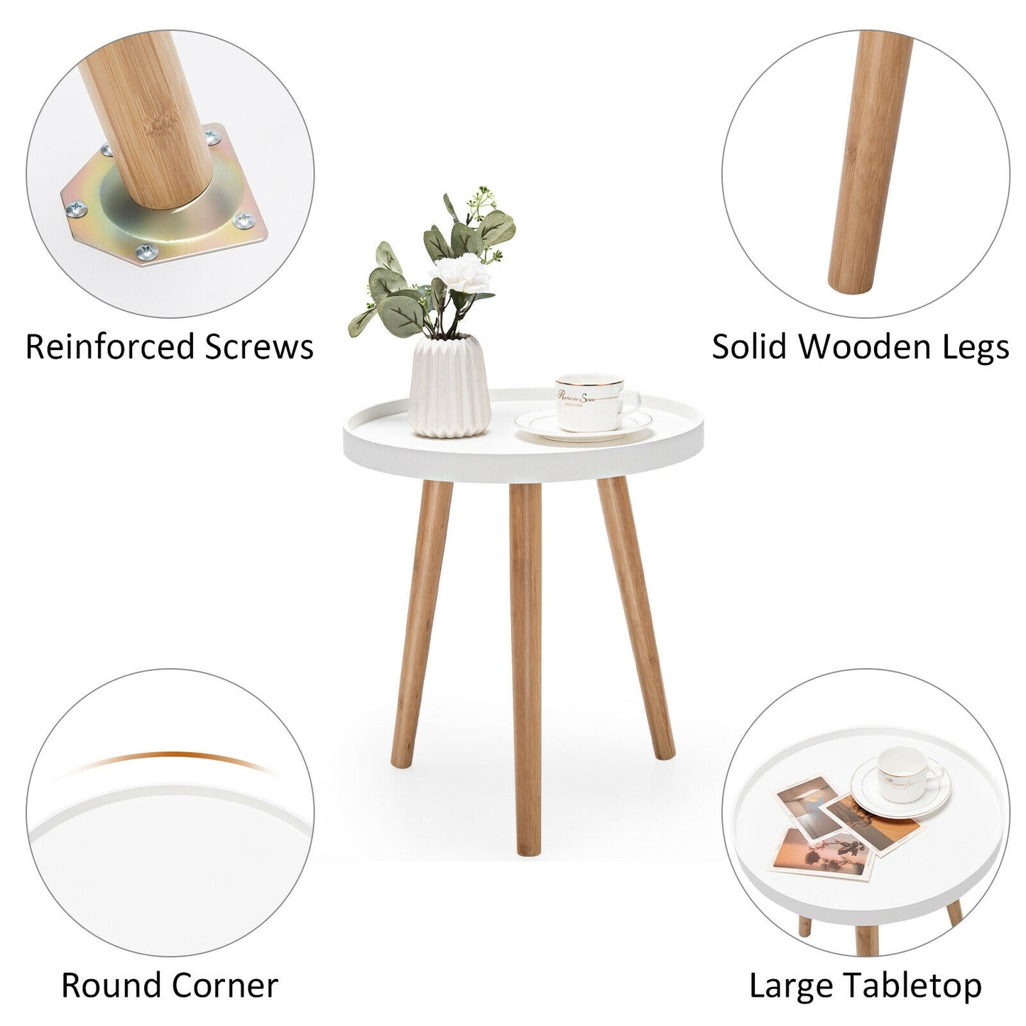 Round Side Sofa Coffee Table, White Coffee Tables at Gallery Canada