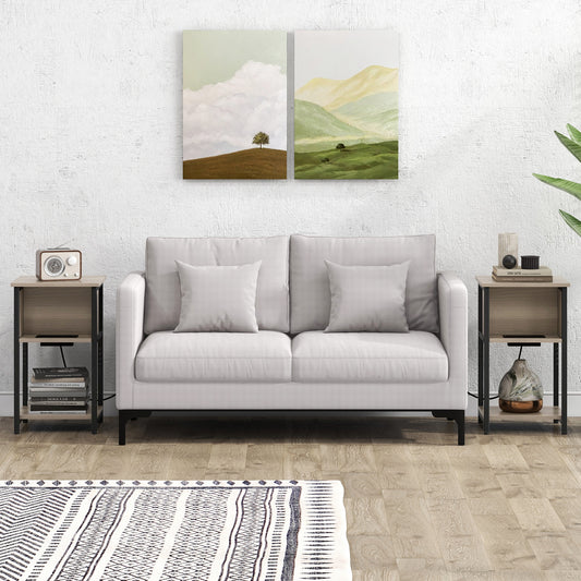 3-Tier End Table With USB Ports, Power Outlets, 2 Pieces, Gray, Black End & Side Tables Black & Gray at Gallery Canada