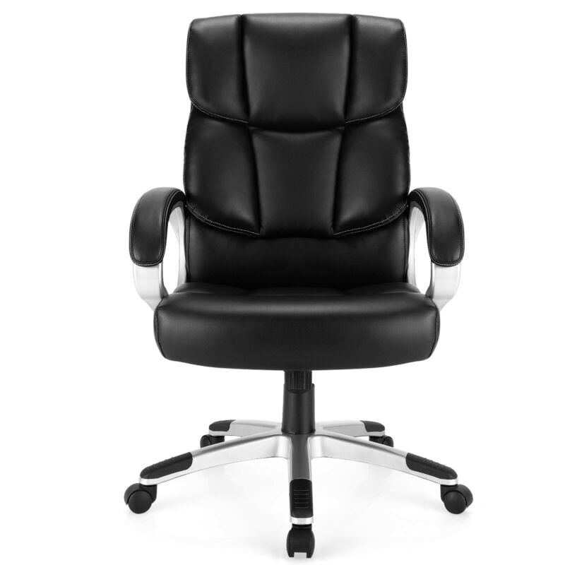 Big and Tall Adjustable High Back Leather Executive Computer Desk Chair, Black at Gallery Canada