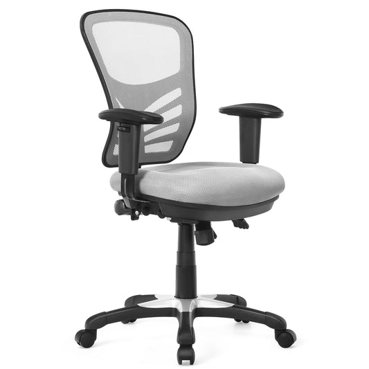 Ergonomic Mesh Office Chair with Adjustable Back Height and Armrests, Gray