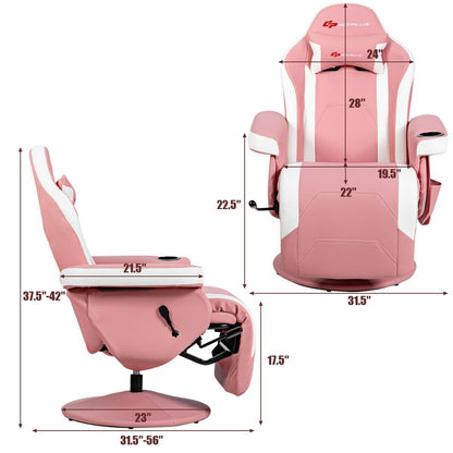 Ergonomic High Back Massage Gaming Chair with Pillow, Pink at Gallery Canada