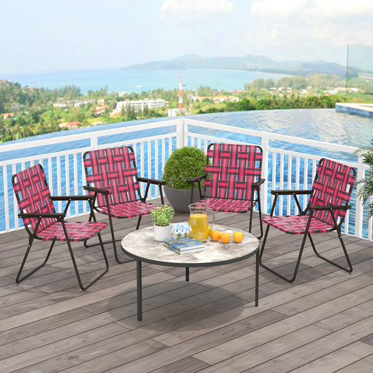2 Pieces Folding Beach Chair, Camping Lawn Webbing Chair, Red Beach & Lawn Chairs Red at Gallery Canada