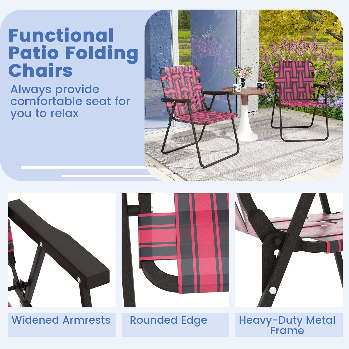 4 Pieces Folding Beach Chair, Camping Lawn Webbing Chair, Red Beach & Lawn Chairs at Gallery Canada
