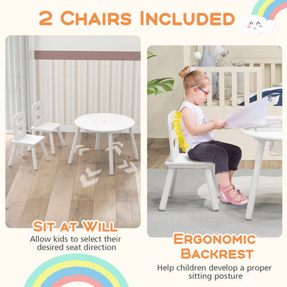 Wood Activity Kids Table and Chair Set with Center Mesh Storage, White at Gallery Canada