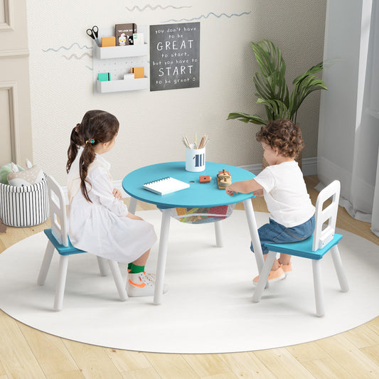 Kids Table And Chair Set With Mesh Storage, Blue Kids Table & Chair Sets Blue at Gallery Canada