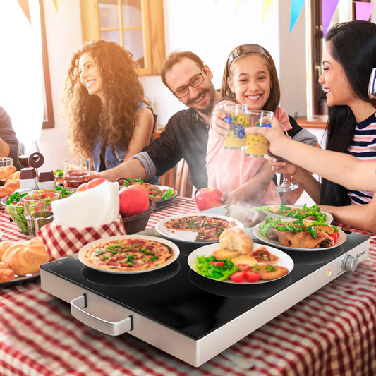 22 x 14 Inch Electric Warming Tray, Adjustable Temperature, Silver Food Warmers & Burners Silver at Gallery Canada
