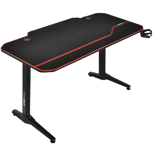 55 Inch Gaming Desk with Free Mouse Pad with Carbon Fiber Surface, Black