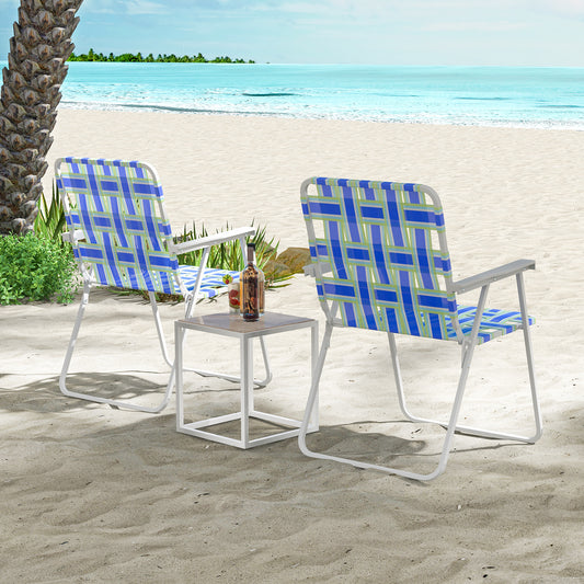 2 Pieces Folding Beach Chair Camping Lawn Webbing Chair, Blue Beach & Lawn Chairs Blue at Gallery Canada