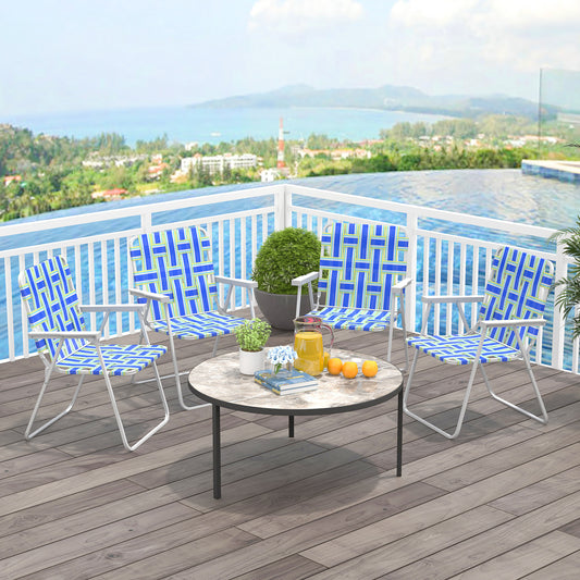 4-Piece Folding Beach Chair, Camping Lawn Webbing Chair, Blue Beach & Lawn Chairs Blue at Gallery Canada