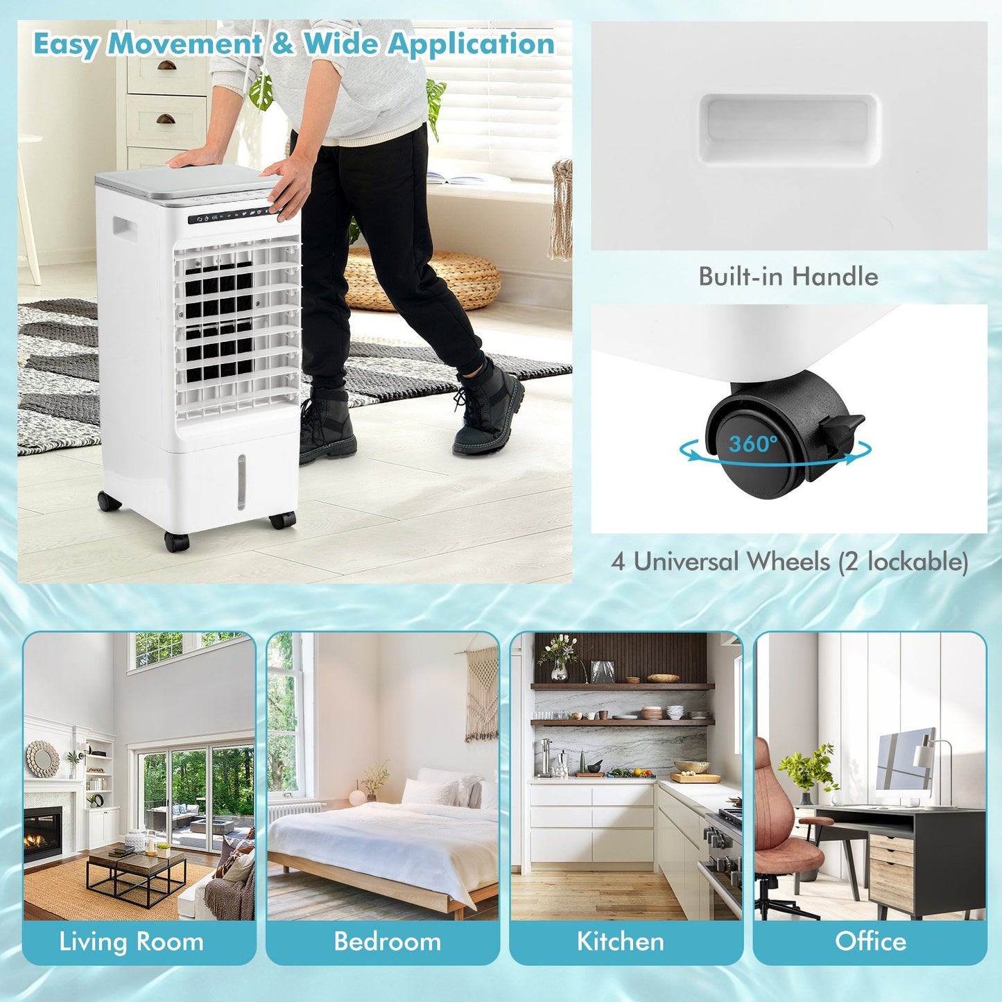 3-in-1 Evaporative Portable Air Cooler with 3 Modes include Remote Control, White