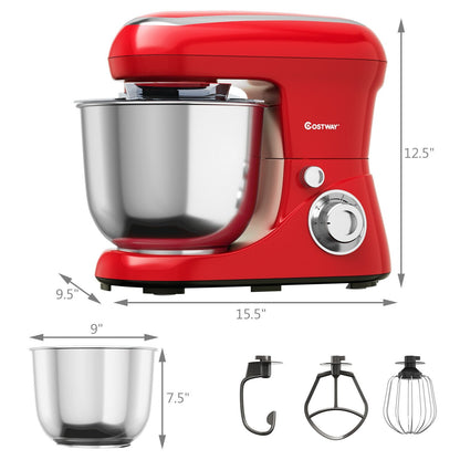 5.3 Qt Stand Kitchen Food Mixer 6 Speed with Dough Hook Beater, Red at Gallery Canada
