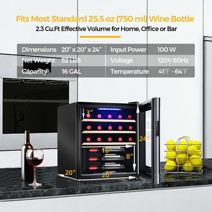 21 Bottle Compressor Wine Cooler Refrigerator with Digital Control, Black