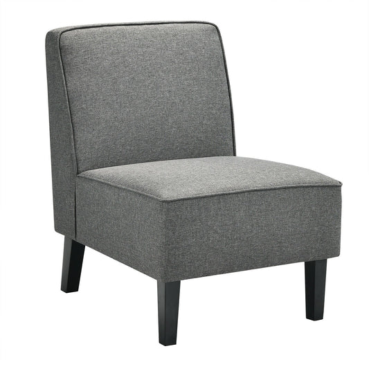 Single Fabric Modern Armless Accent Sofa Chair with Rubber Wood Legs, Gray