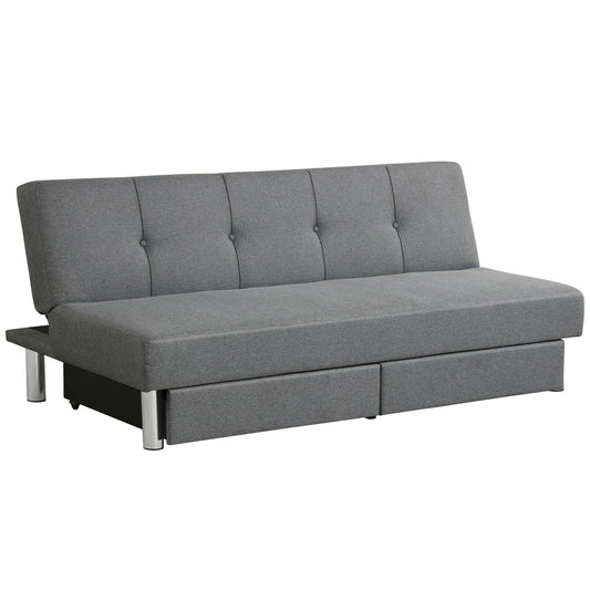 3-Seat Convertible Sofa Bed with 2 Large Drawers and 3 Adjustable Angles, Gray at Gallery Canada
