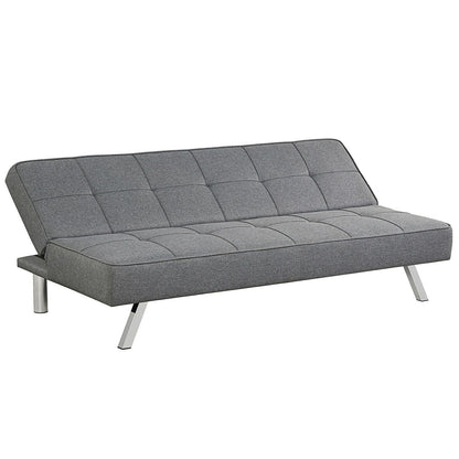 3-Seat Convertible Sofa Bed with High-Density Sponge for Living Room, Gray