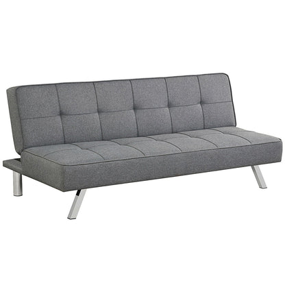 3-Seat Convertible Sofa Bed with High-Density Sponge for Living Room, Gray