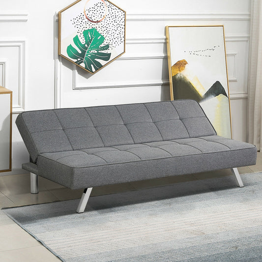 3-Seat Convertible Sofa Bed, High-Density Sponge, Gray