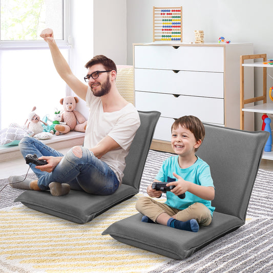 Adjustable 6 Position Folding Sofa Chair, Gray Floor Chairs Gray at Gallery Canada