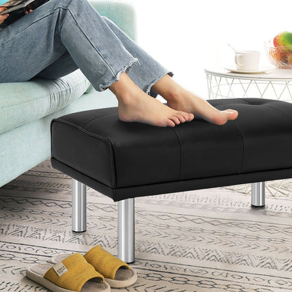 Rectangle Tufted Ottoman with Stainless Steel Legs for Living Room, Black at Gallery Canada