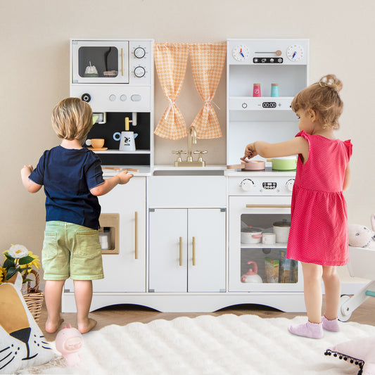 Kids Kitchen Playset, Microwave, Coffee Maker, Ages 3+, White Play Kitchen Sets White at Gallery Canada