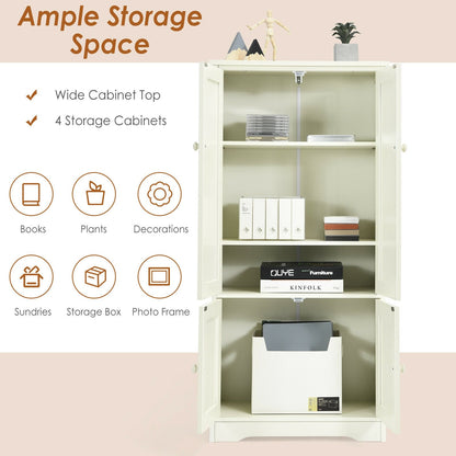 Accent Floor Storage Cabinet with Adjustable Shelves Antique 2-Door-Cream White, White at Gallery Canada