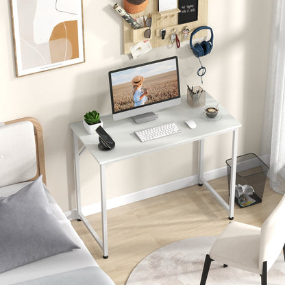 40 Inch Small Computer Desk with Heavy-duty Metal Frame, White