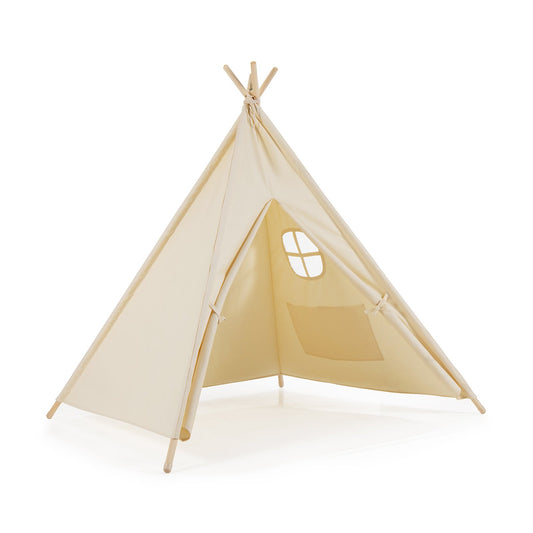 Foldable Kids Canvas Teepee Play Tent, Beige
