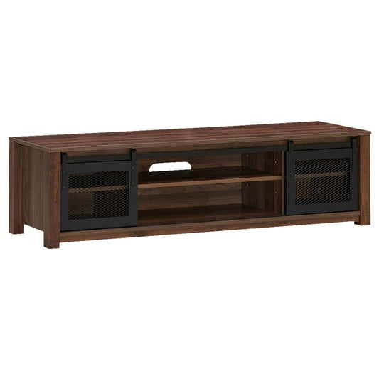 TV Stand Entertainment Center for TV's up to 65 Inch with Cable Management and Adjustable Shelf, Brown