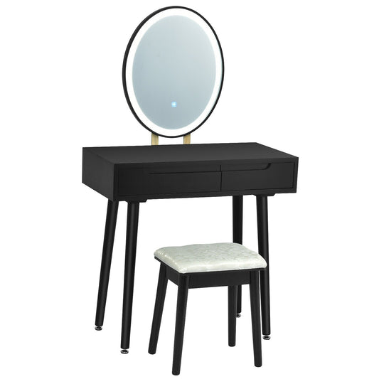 Touch Screen Vanity Makeup Table Stool Set, Black at Gallery Canada