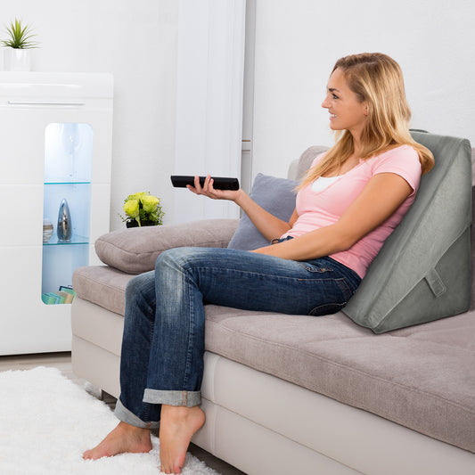 Adjustable Memory Foam Reading Sleep Back Support Pillow, Gray Bedding Gray at Gallery Canada