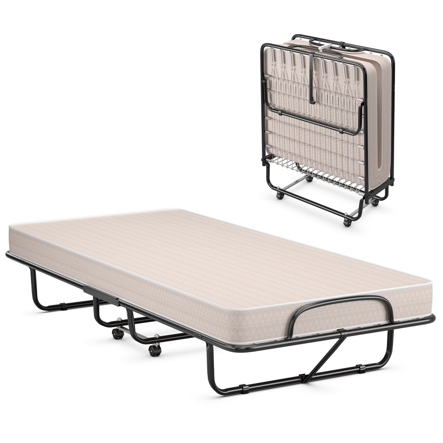 Rollaway Guest Bed, Steel Frame, Memory Foam Mattress, Beige Folding Beds at Gallery Canada