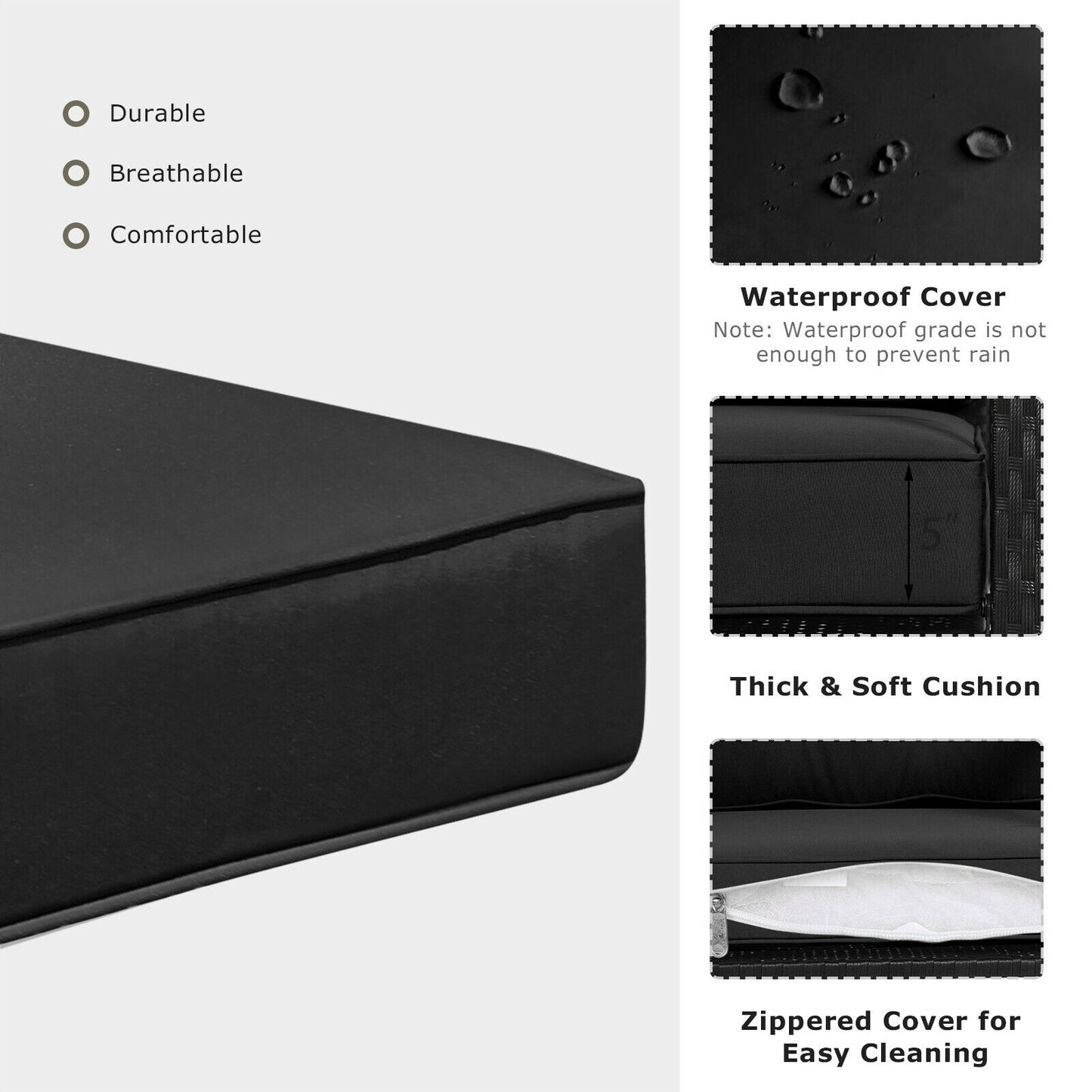 Patio Rattan Rocker Outdoor Glider Rocking Chair Cushion Lawn, Black Patio Rocking Chairs & Gliders at Gallery Canada