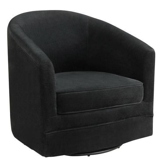 Assembly Accent Chair with 360-Degree Swivel Metal Base for Living Room, Black at Gallery Canada