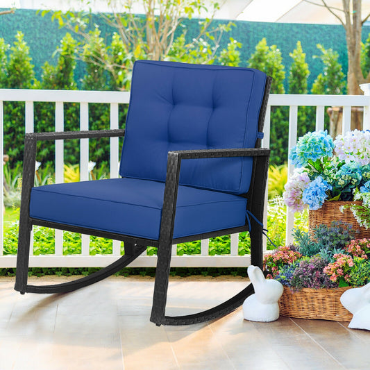 Patio Rattan Rocker Outdoor Glider Rocking Chair, Navy Patio Rocking Chairs & Gliders Navy at Gallery Canada