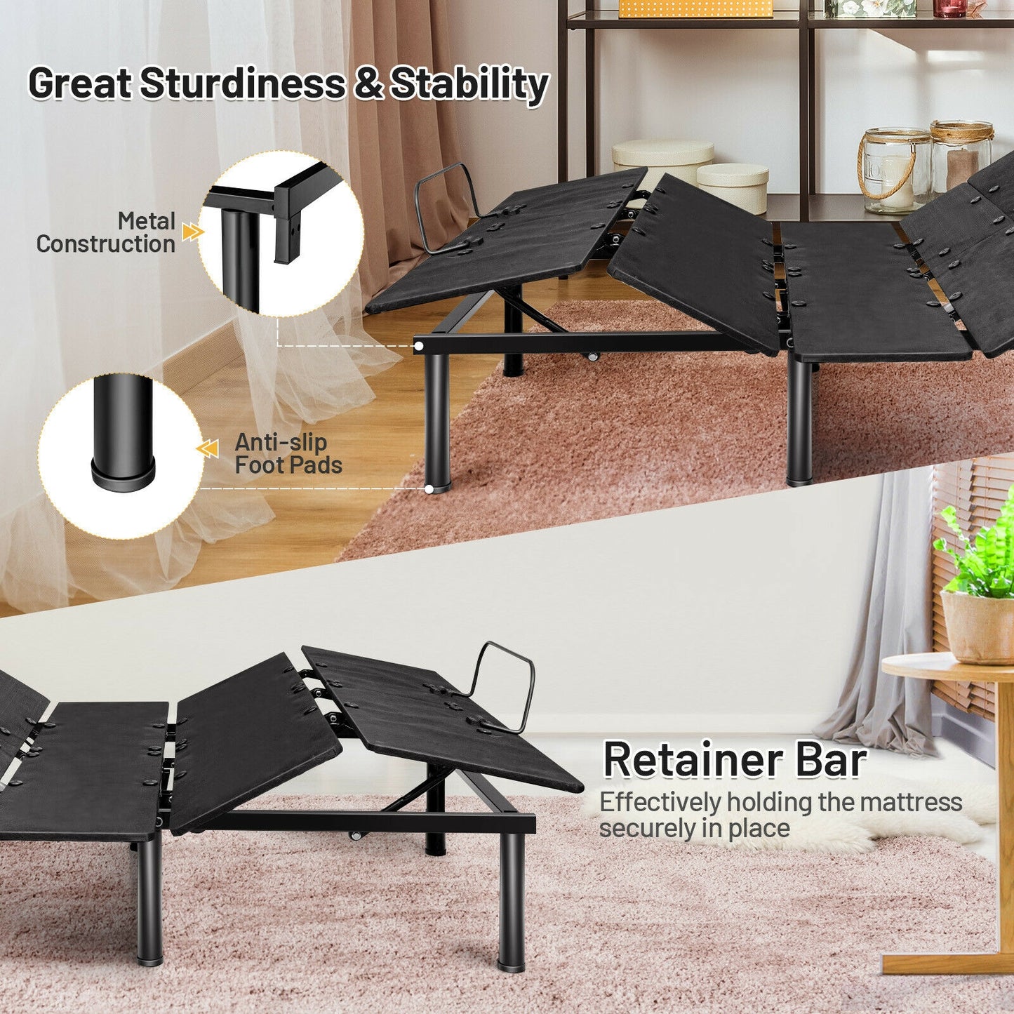 Queen Size Adjustable Bed Base, Head And Foot Incline, Black Simple Bed Frame at Gallery Canada