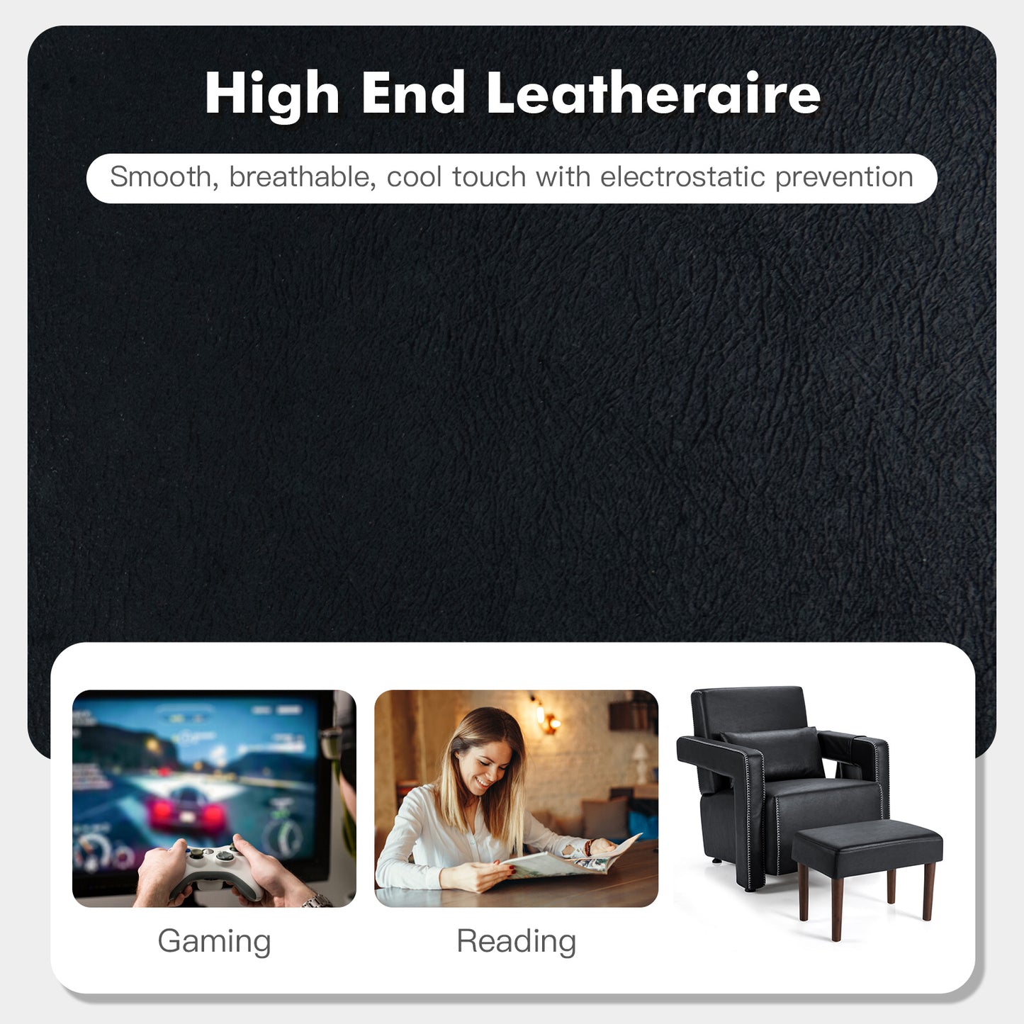 Modern Berber Fleece Sofa Chair With Ottoman, Black Accent Chairs at Gallery Canada