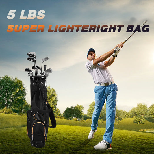 9 Inch Golf Stand Bag, Divider Carry Pockets Storage, Black Golf Black at Gallery Canada