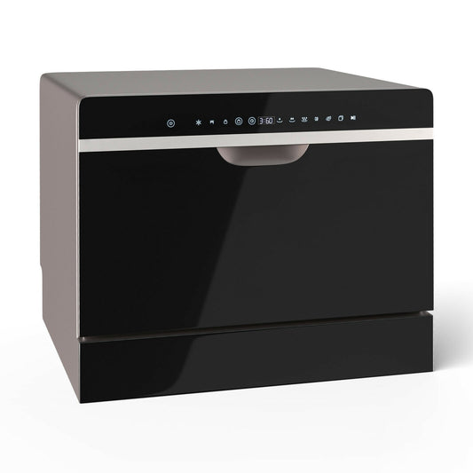 6 Place Setting Countertop or Built-in Dishwasher Machine with 5 Programs, Black at Gallery Canada