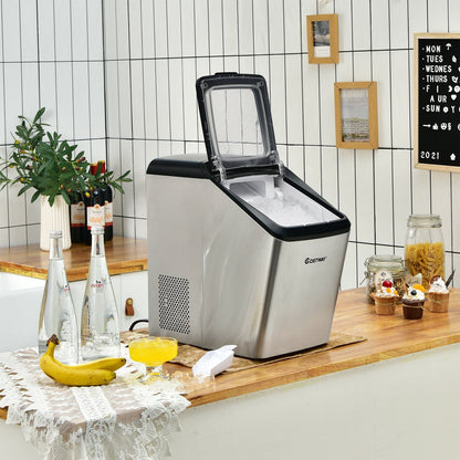 Ice Making Machine with 29 Pounds Pebble Ice per Day, Silver