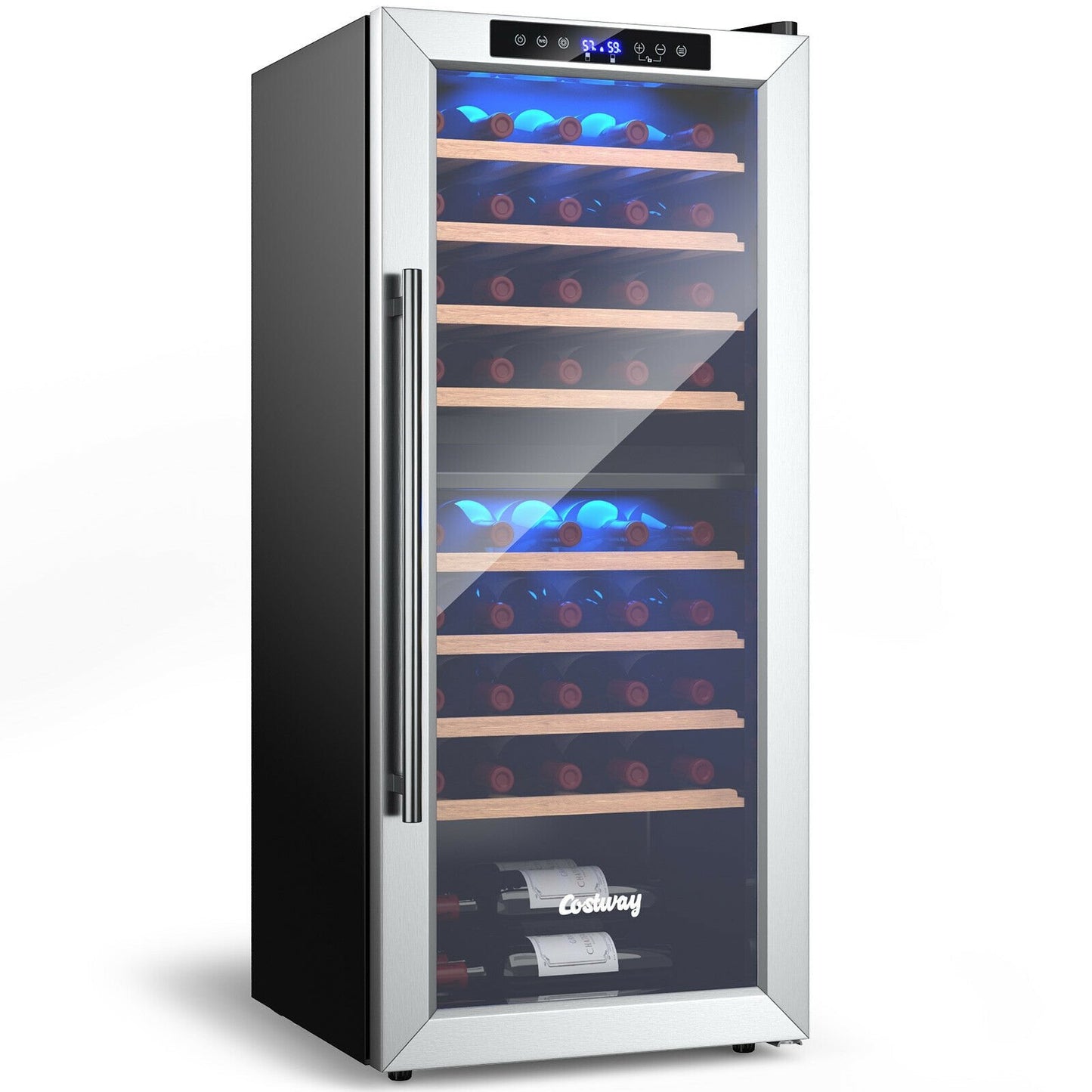 43 Bottle Wine Cooler Refrigerator Dual Zone Temperature Control with 8 Shelves, Black
