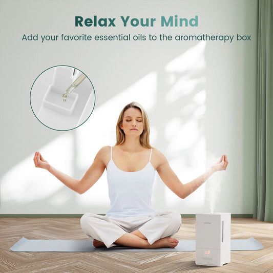 4L Ultrasonic Humidifier with Essential Oil Diffuser and 2 Mist Levels, White Dehumidifiers White at Gallery Canada