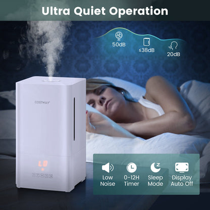 4L Ultrasonic Humidifier with Essential Oil Diffuser and 2 Mist Levels, White