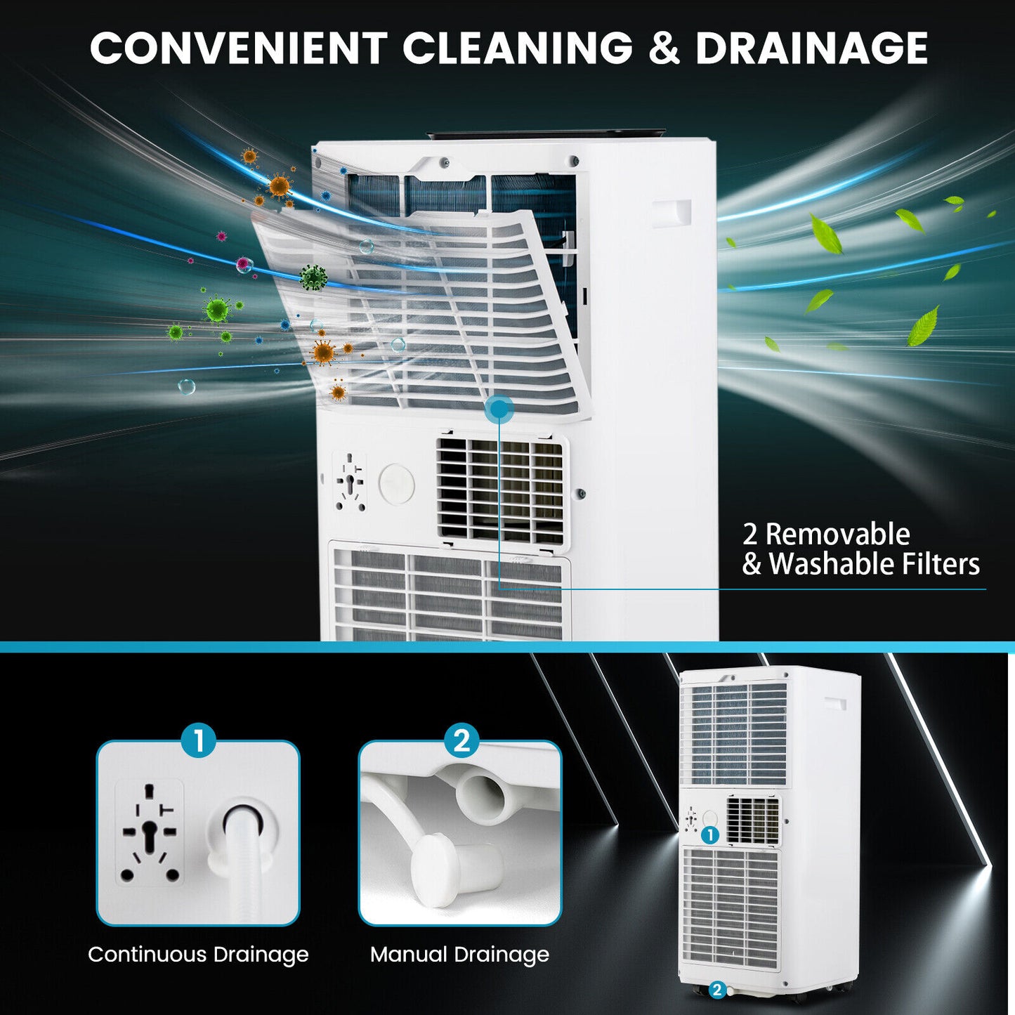10000 BTU Portable Air Conditioner, Sleep Mode, White Portable Air Conditioners at Gallery Canada