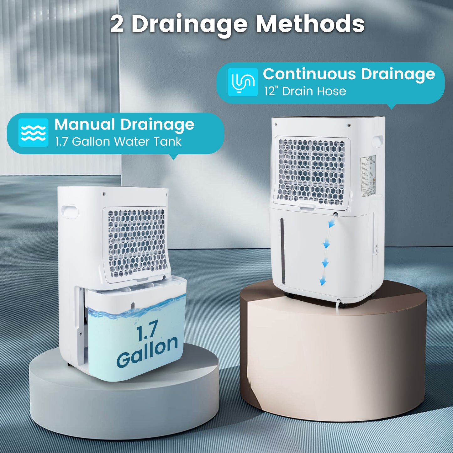 4500 Sq. Ft Dehumidifier, 5 Modes, 3-Color Light, White Dehumidifiers at Gallery Canada