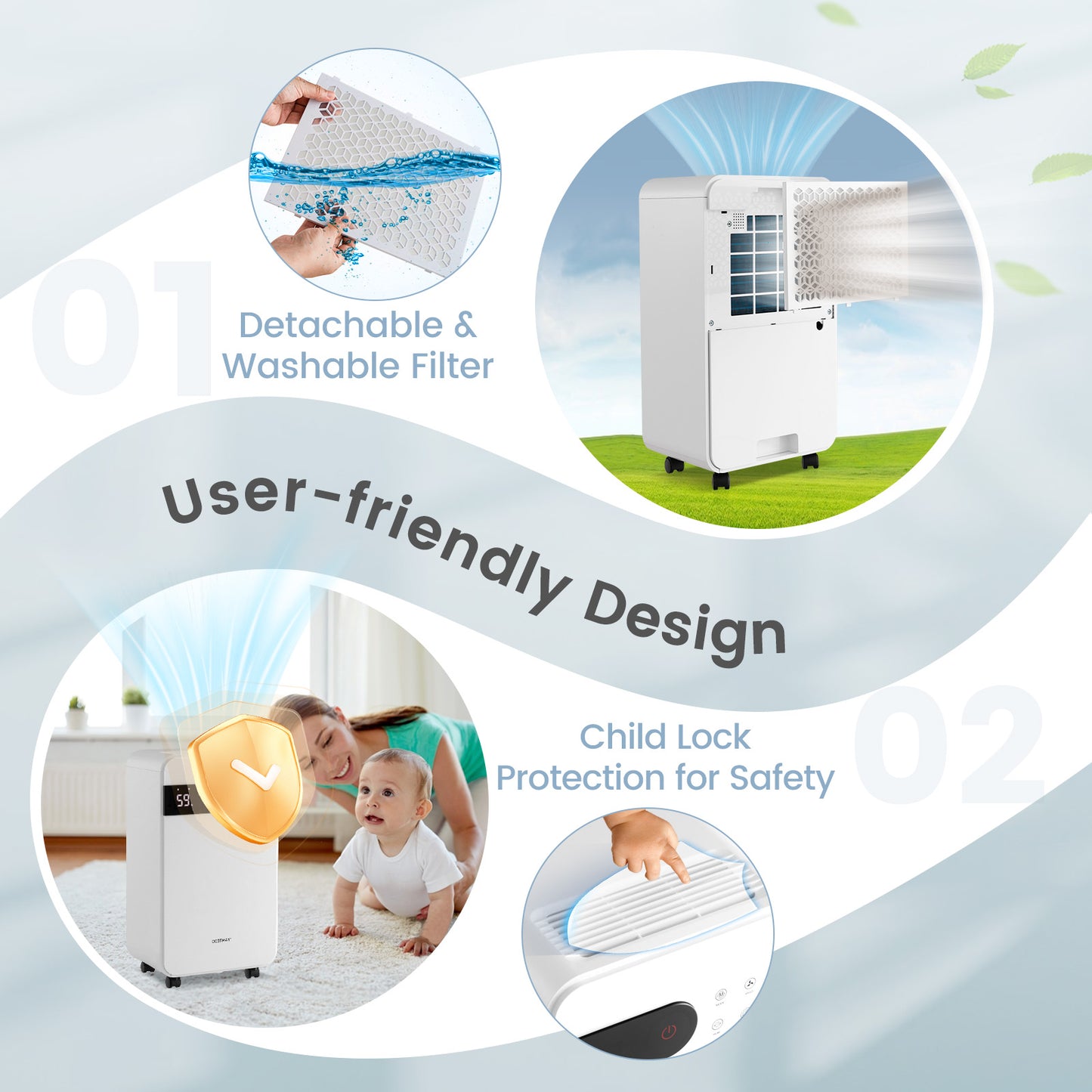 32 Pints Dehumidifier, Sleep Mode, 24H Timer, White Dehumidifiers at Gallery Canada