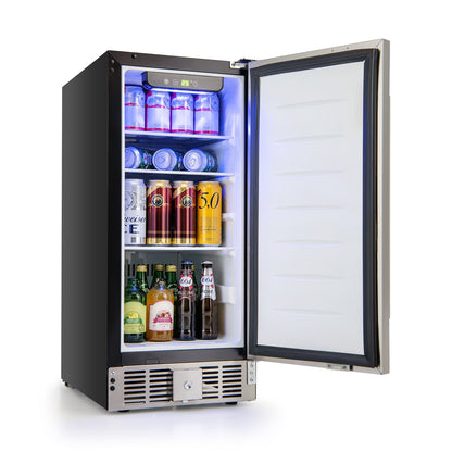 Compact Refrigerator with Adjustable Thermostat and Stainless Steel Door, Silver
